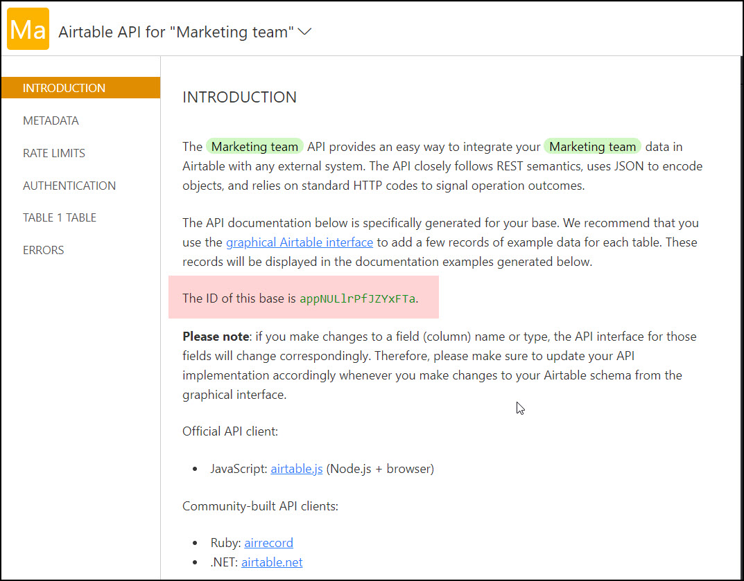 Airtable Base ID