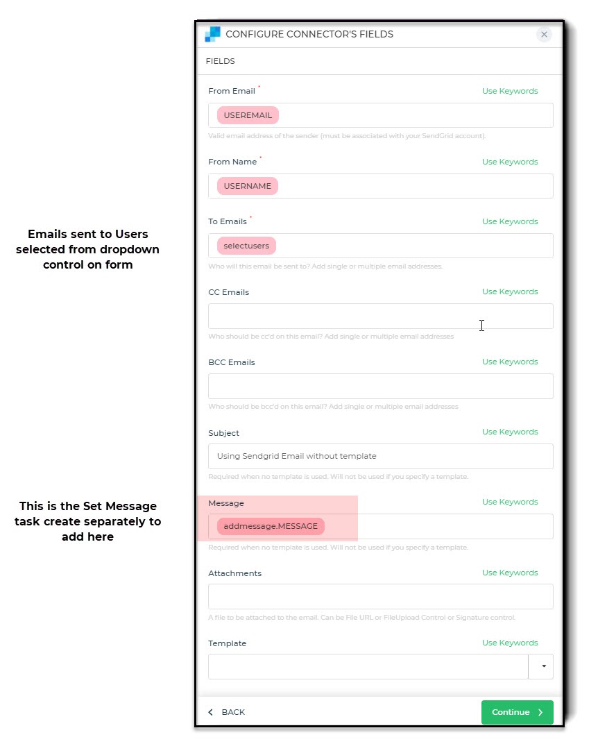 Sending email without using template