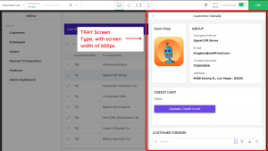 Manage the width of Tray screen type