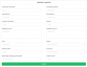 Form for adding a new customer