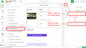 Setting the screen type as “Tray”