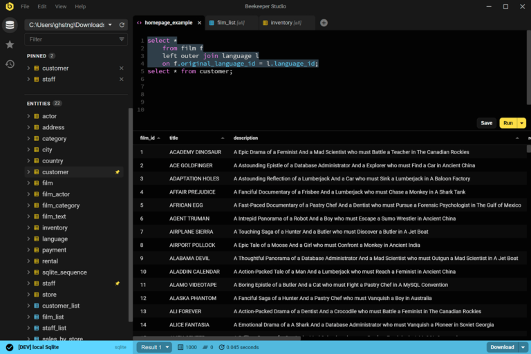 Beekeeper Studio PostgreSQL Database GUI