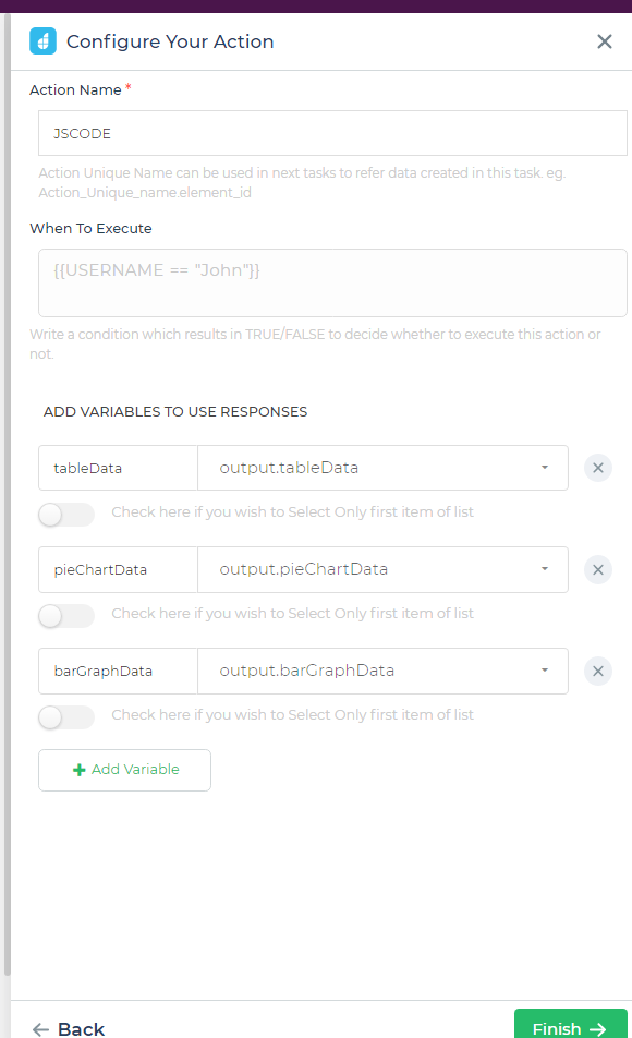 configure action