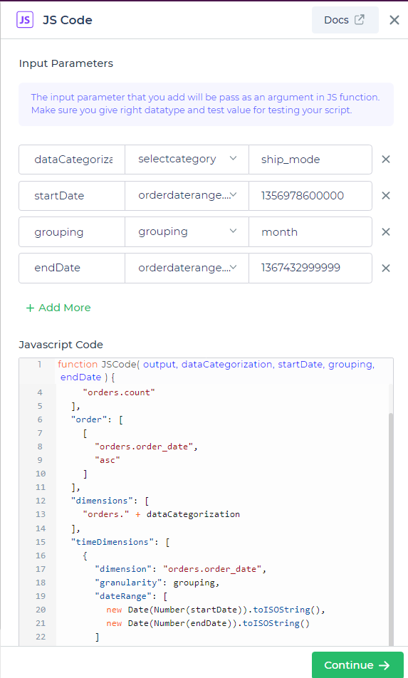 JS code action