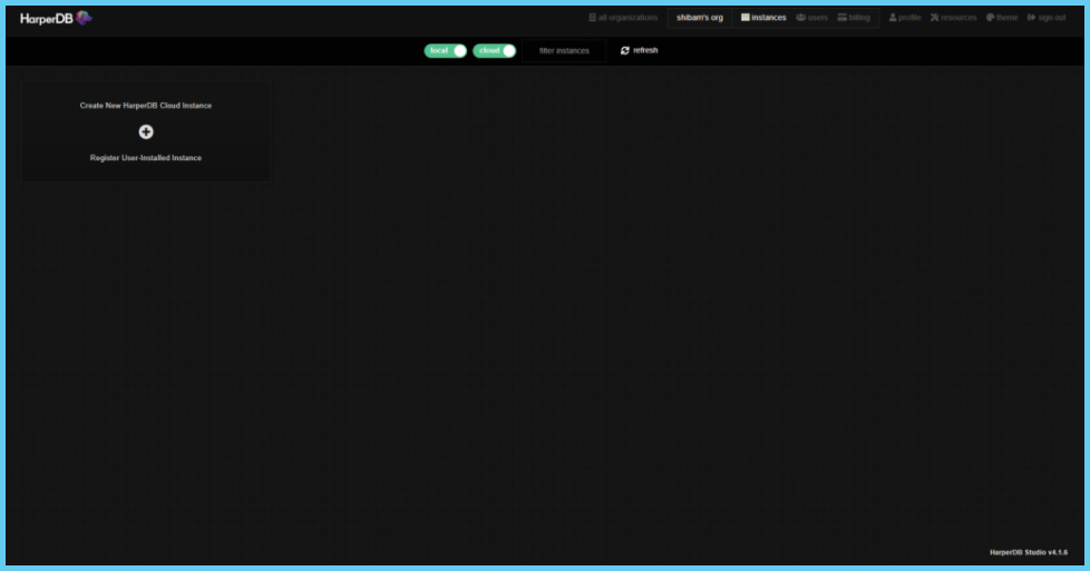 creatw new HarperDB cloud instance 