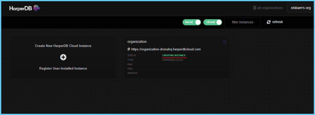 creating cloud instance 