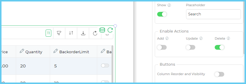 TABLE GRID CONTROL 