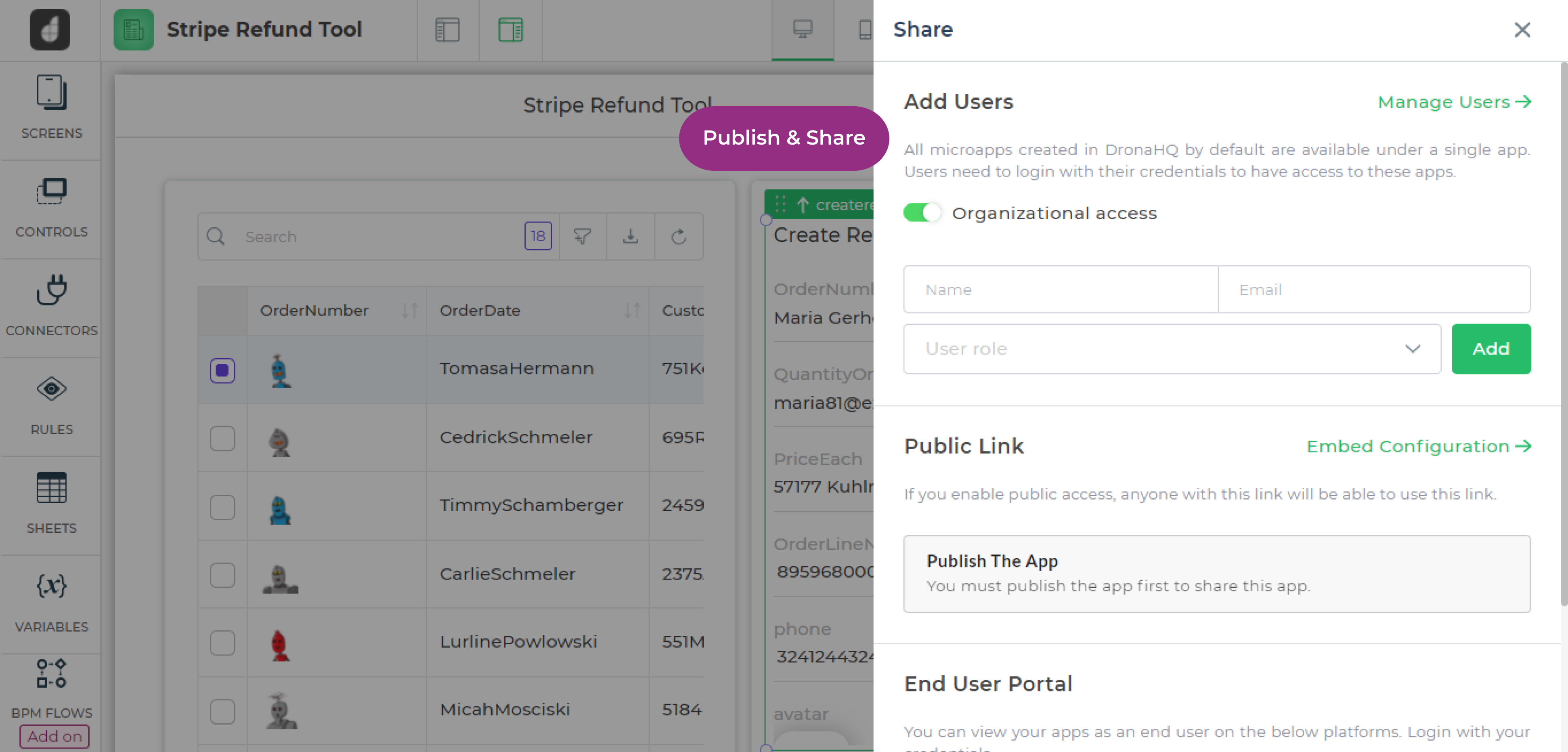 Publish low code apps