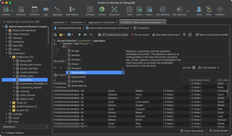 Studio3T MongoDB GUI