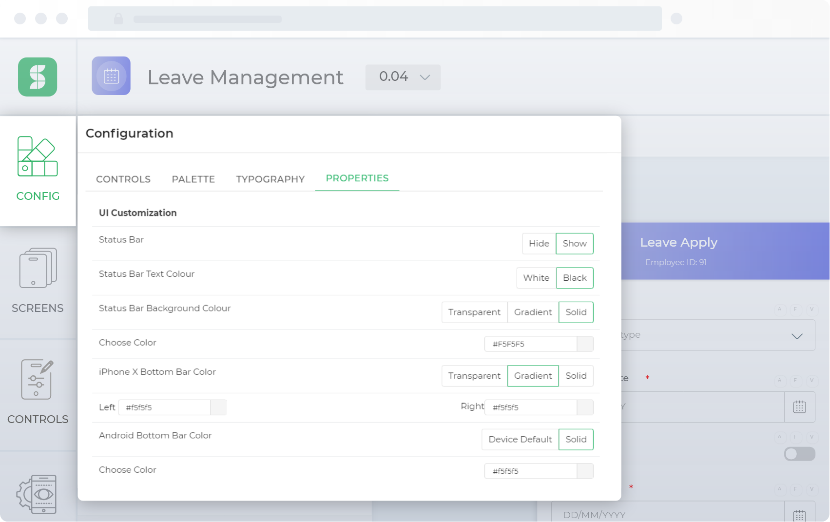 UI Properties for mobile apps